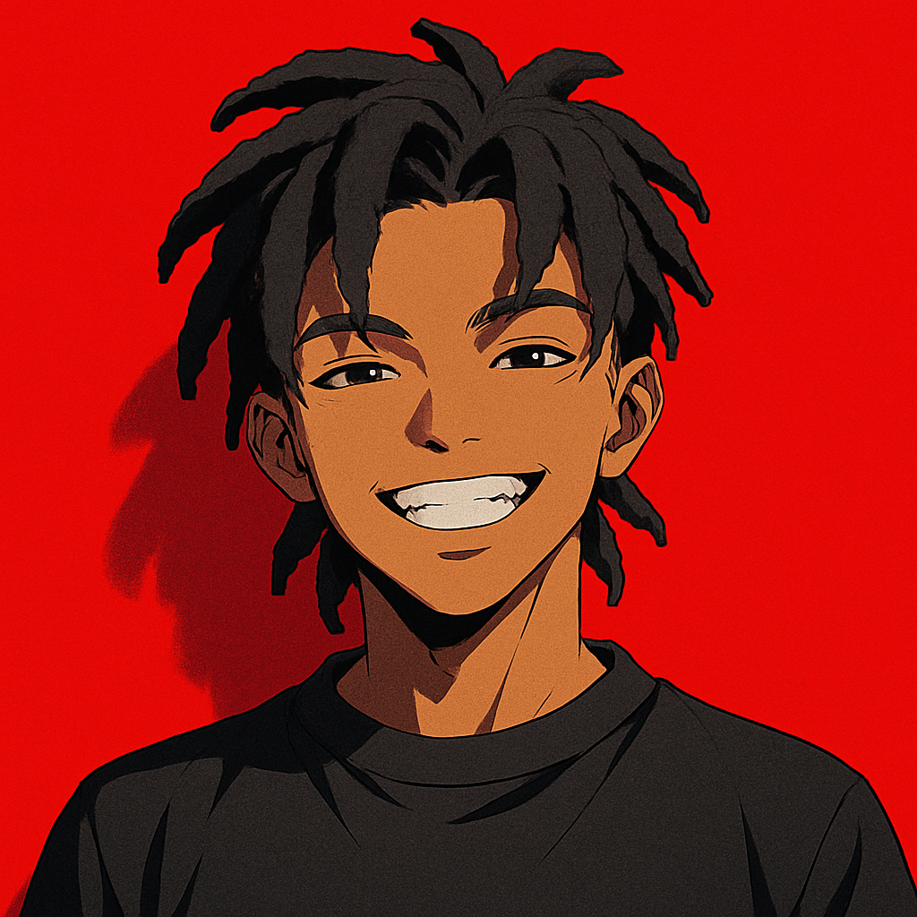 Portrait of Mael, video editor and thumbnail designer, lit with red rim lighting